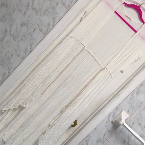 IVORY KNIT HIGH LOW BOHO CARDIGAN COVER UP - Picture 6 of 8